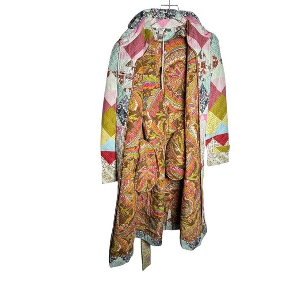 Love the Label quilted Duster Colette trench Coat size small NWT Patchwork - Picture 7 of 13